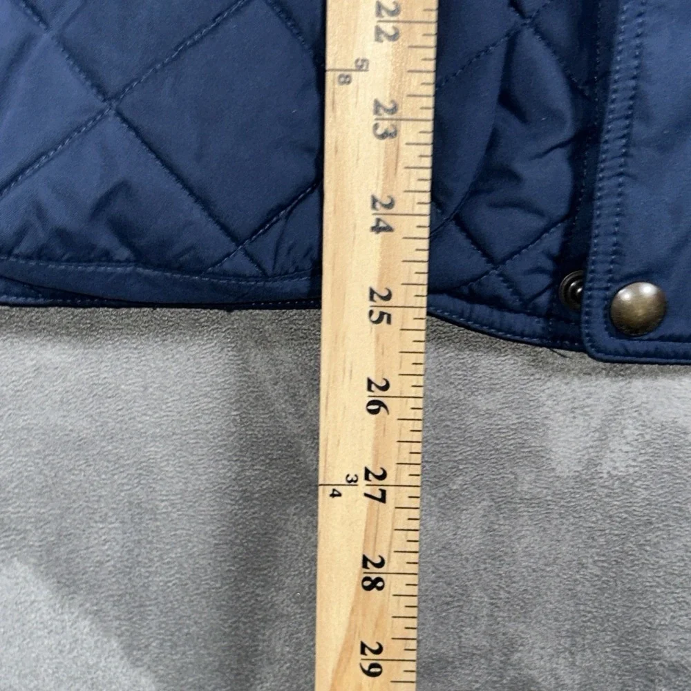 Polo Ralph Lauren Mens Diamond Quilted Navy Vest Leather Trim S Corduroy Collar